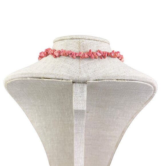 Pink Chip Stone Ladies Necklace Long Layering Design Adjustable Handmade - Picture 3 of 4